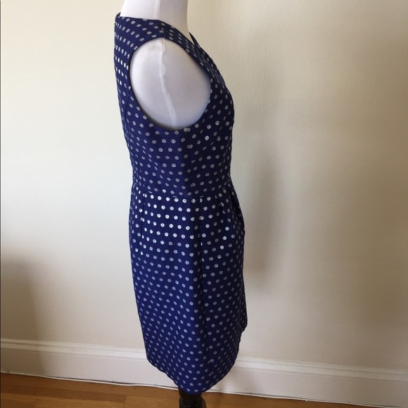 J Crew Royal Blue Silver Sparkle Dot Dress Size 6 - Picture 5 of 5